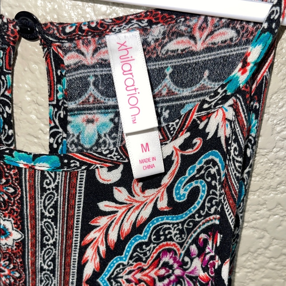 Xhilaration Asymmetrical Dress in Teal and Pink Paisley - Picture 2 of 7